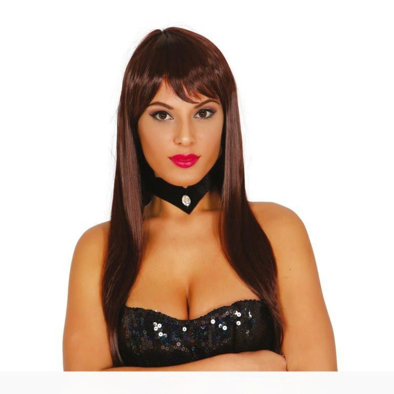 Peluca lisa de melena larga para disfraz femenino