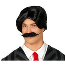 Conjunto de peluca negra con bigote para disfraz masculino