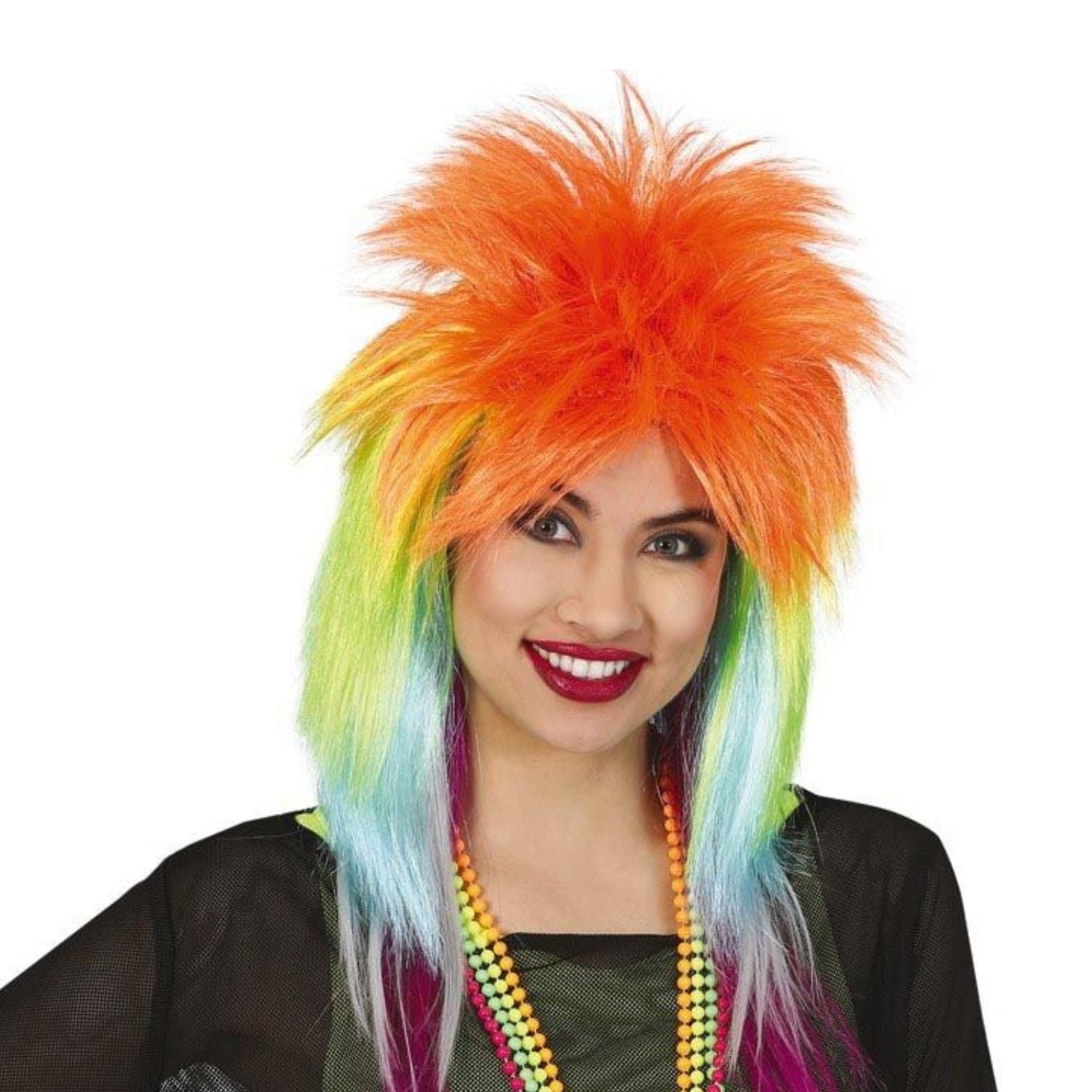 Peluca multicolor estilo rock para disfraz llamativo
