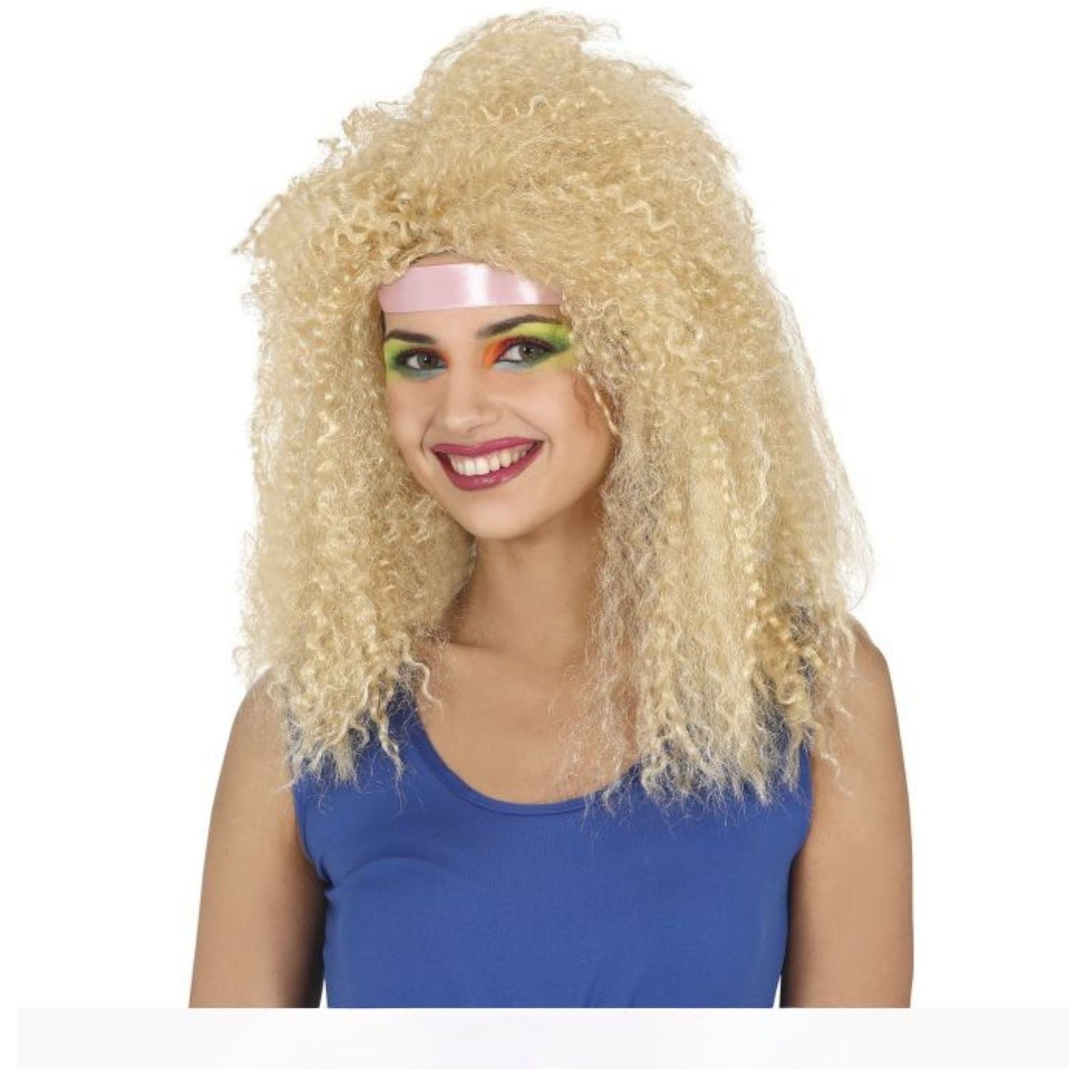 Peluca rubia con tirabuzones largos para disfraz femenino