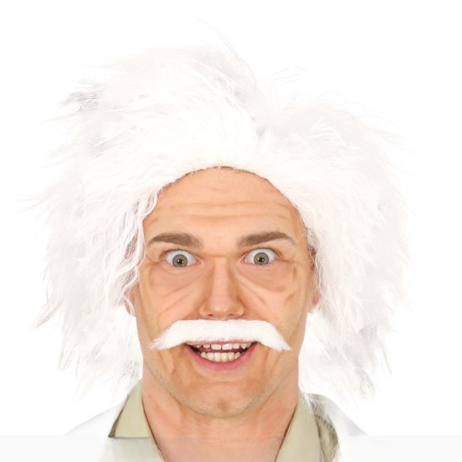 Peluca blanca despeinada estilo sabio loco para disfraz