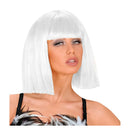 Peluca Showgirl blanca de corte recto con flequillo