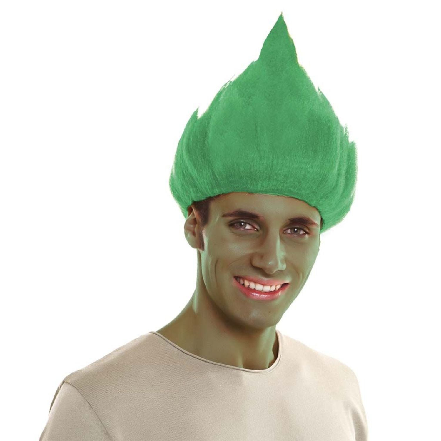 Peluca verde estilo troll para disfraz divertido