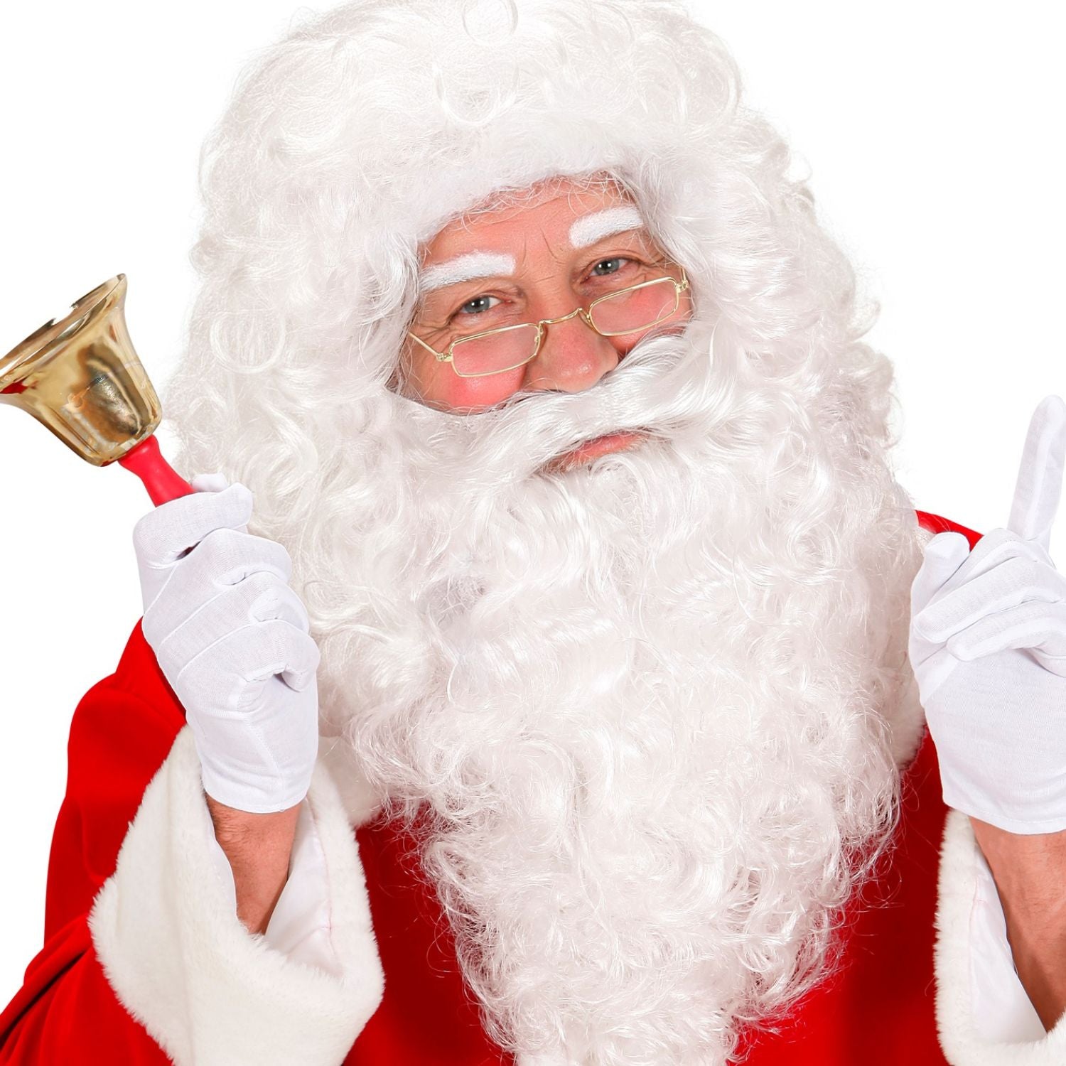 Conjunto peluca y barba blanca premium para disfraz navideño