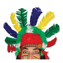 penacho indio con plumas de colores complemento para look tribal en Carnaval o fiestas temáticas