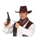 pistola de vaquero negra de 28 cm accesorio para disfraz cowboy o sheriff