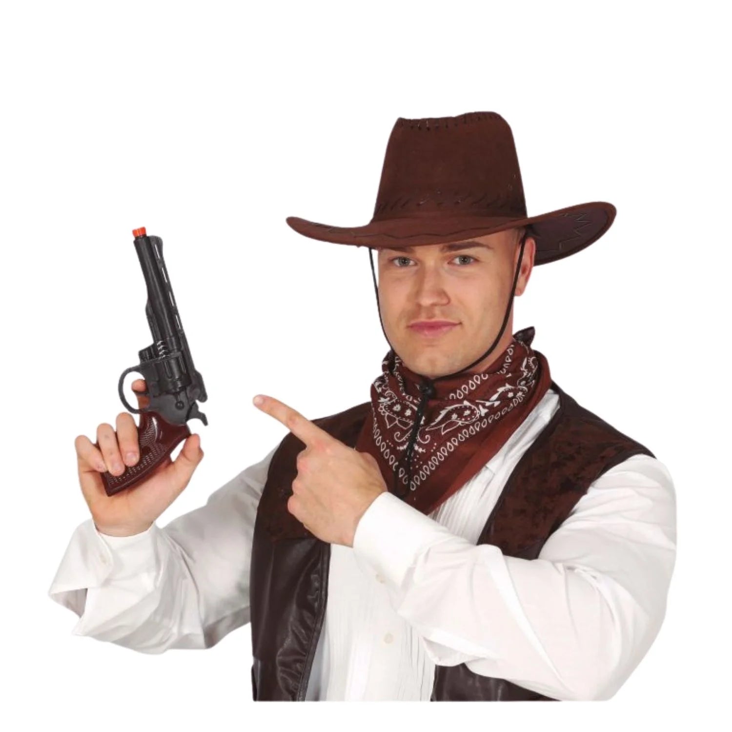pistola de vaquero negra de 28 cm accesorio para disfraz cowboy o sheriff