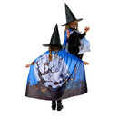 set de bruja infantil casa encantada con capa y sombrero complemento para Halloween