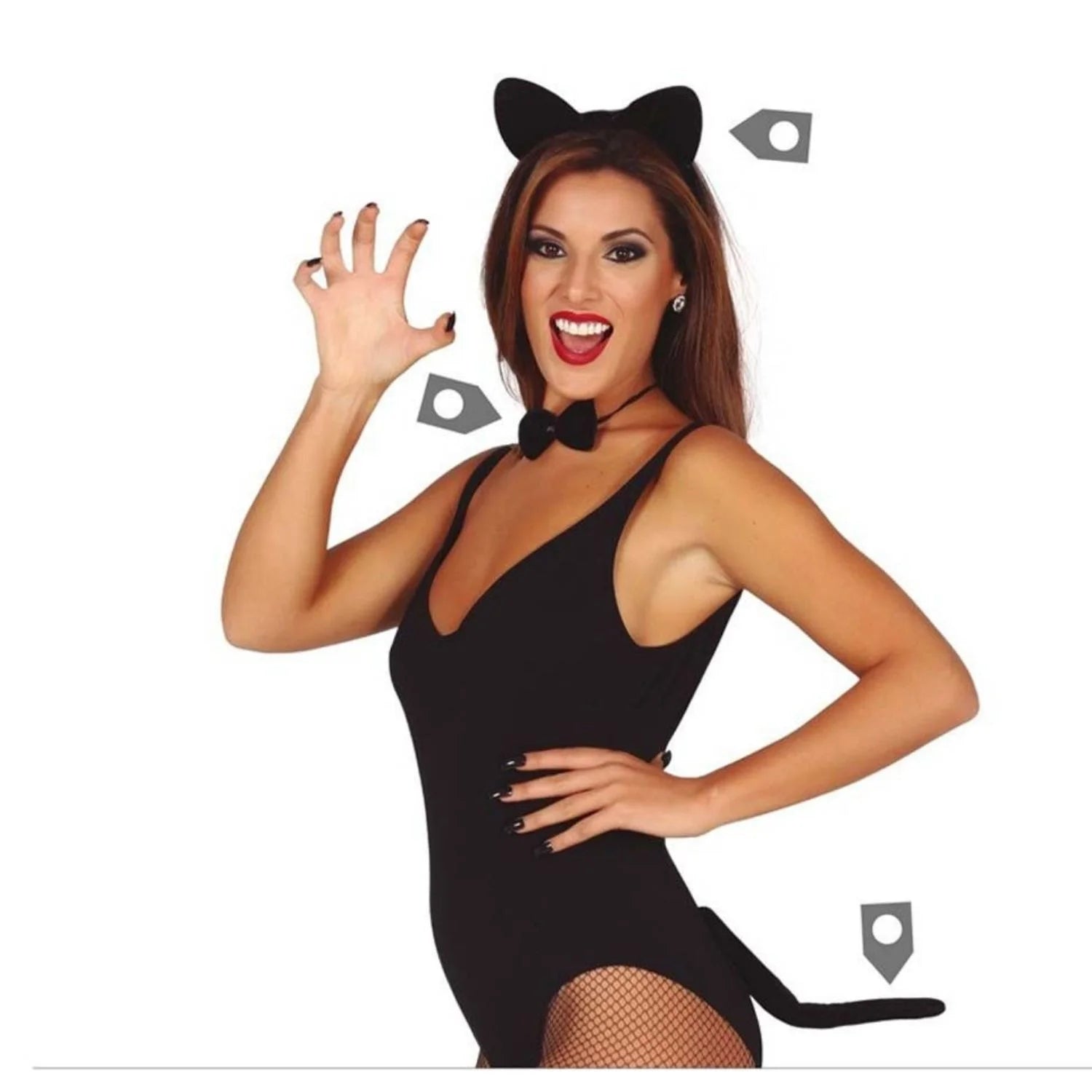 Set de diadema con orejas y cola de gata para completar disfraces de animales
