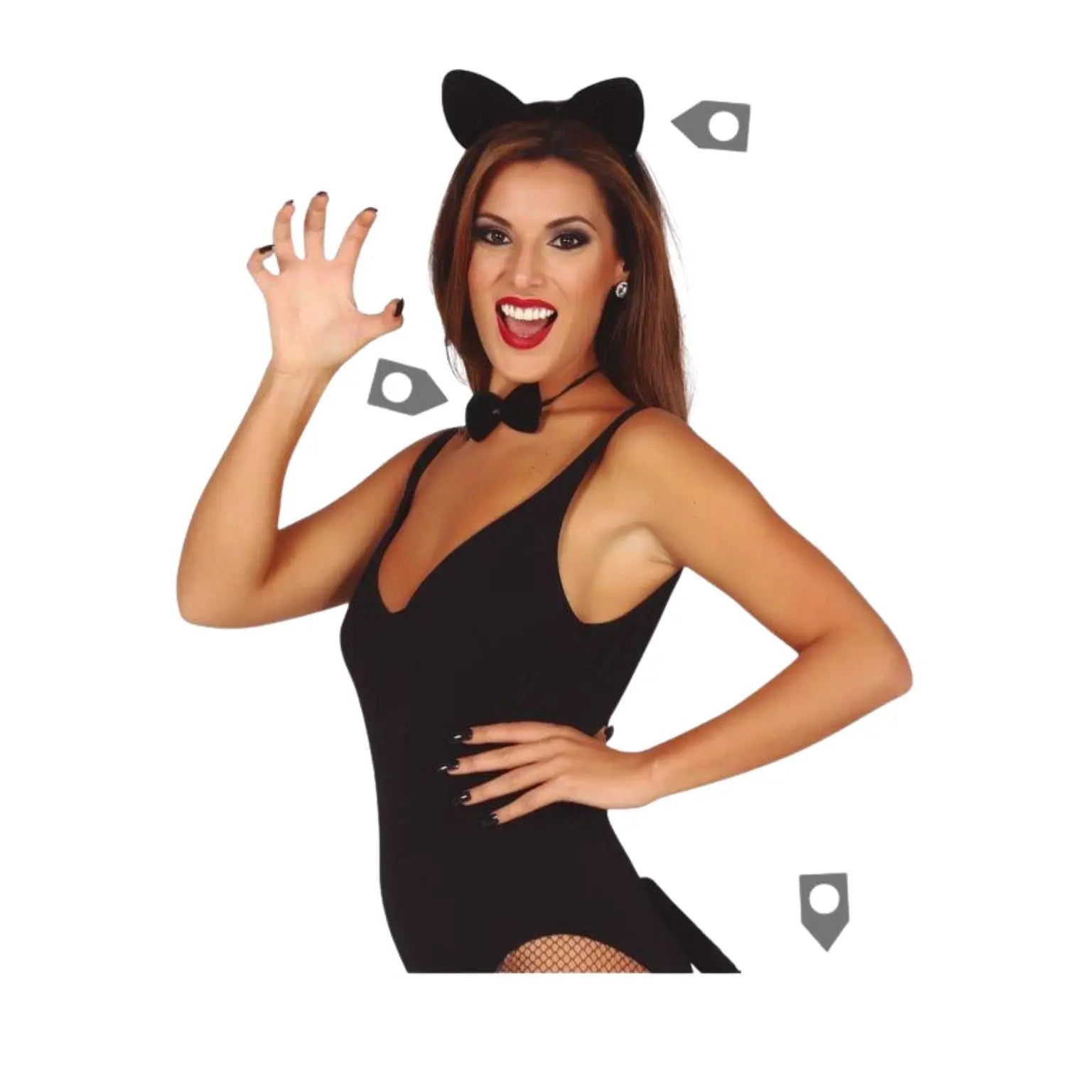 Set de diadema con orejas y cola de gata para completar disfraces de animales
