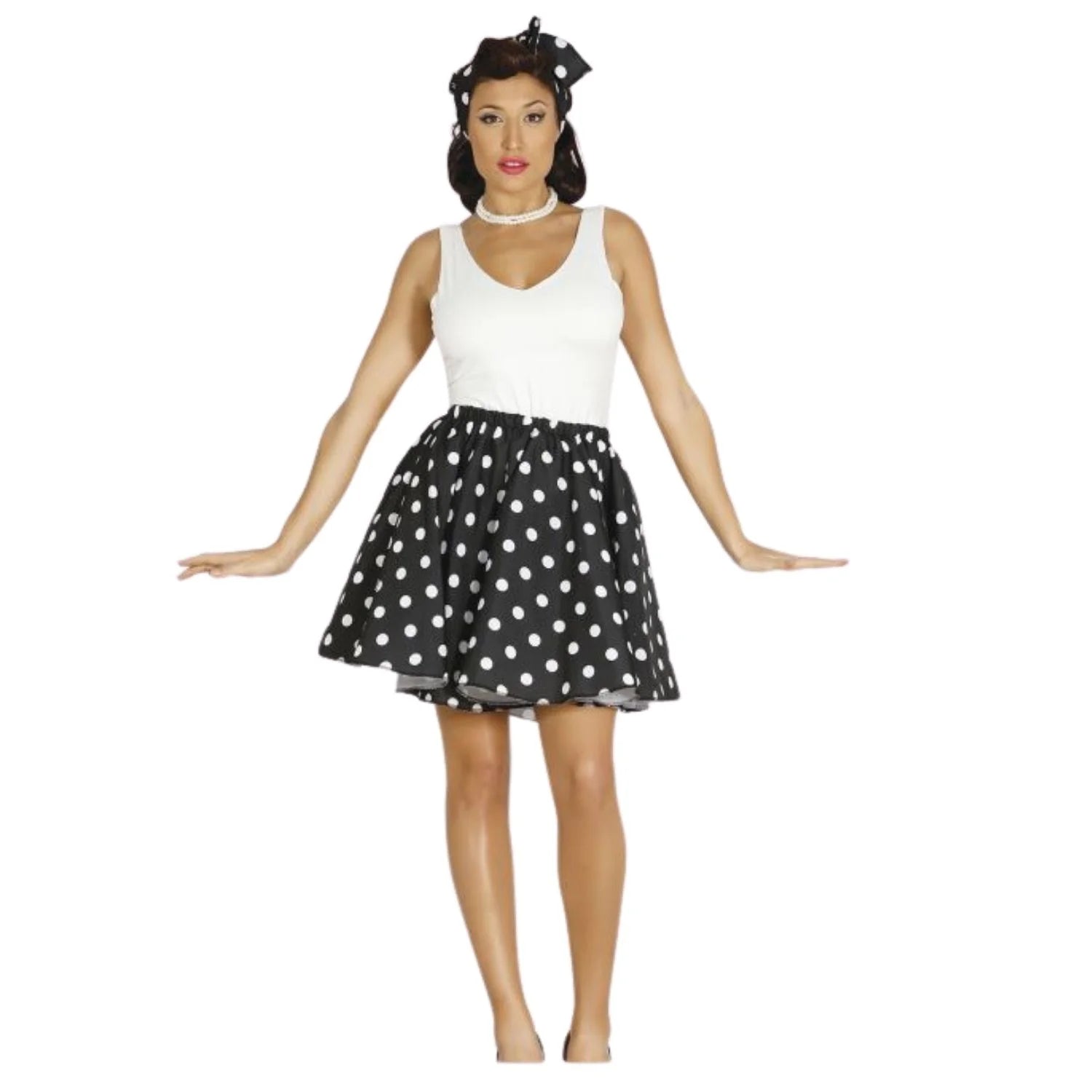 Set Pin Up negro para mujer con falda y pañuelo retro