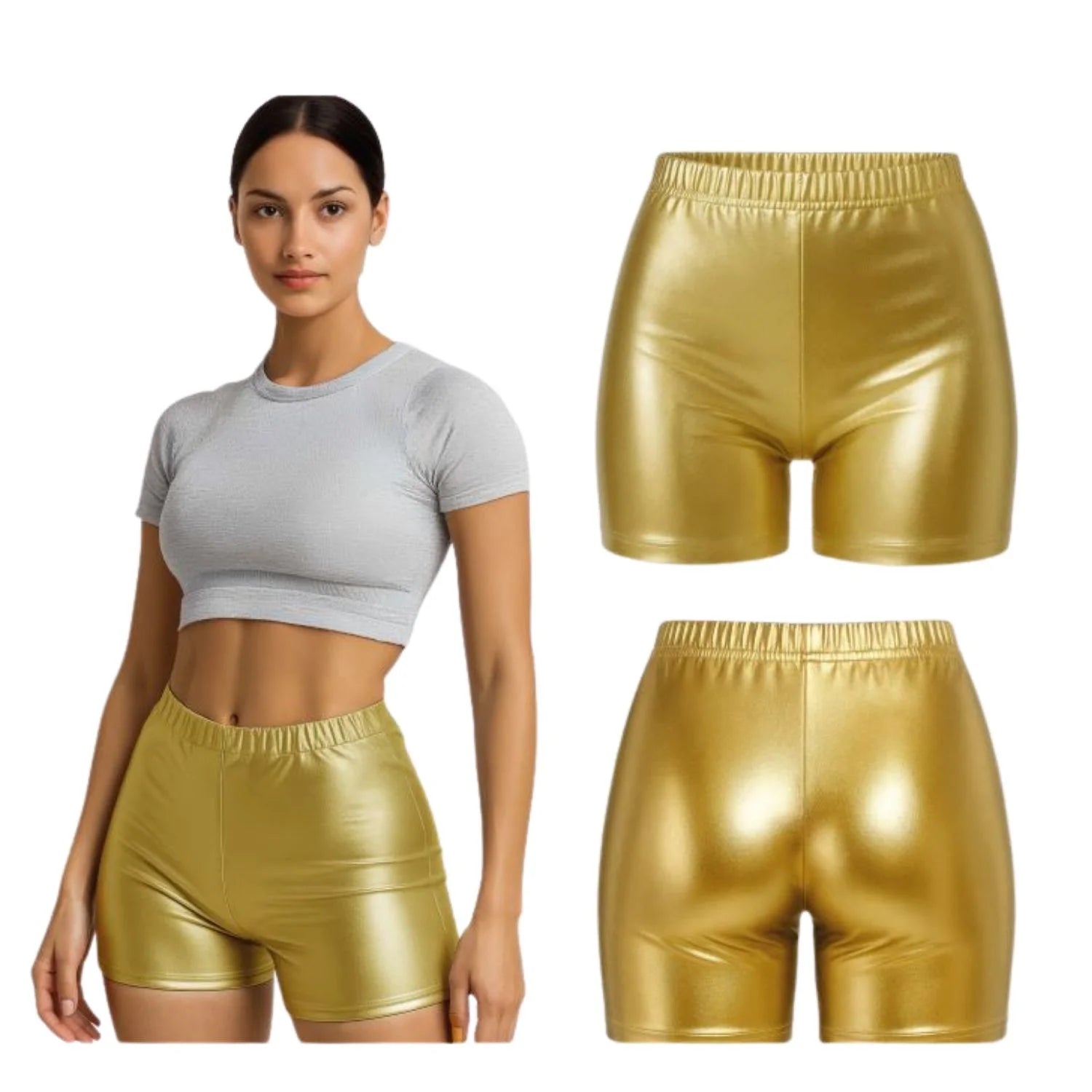 Shorts metálicos oro adulta para Carnaval y fiestas temáticas