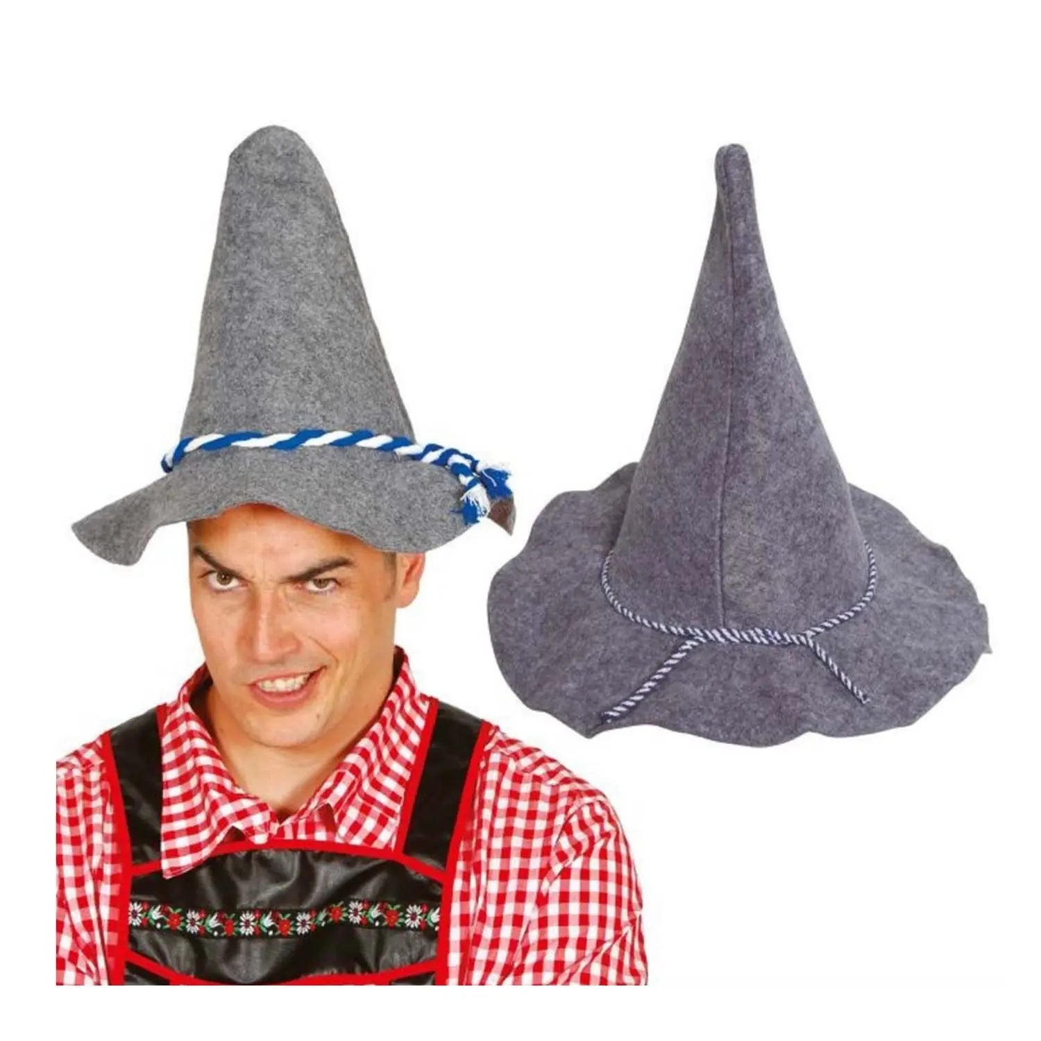 sombrero bávaro gris para disfraz tradicional de oktoberfest