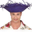 Sombrero espantapájaros azul de paja para adulto complemento disfraz espantapájaros