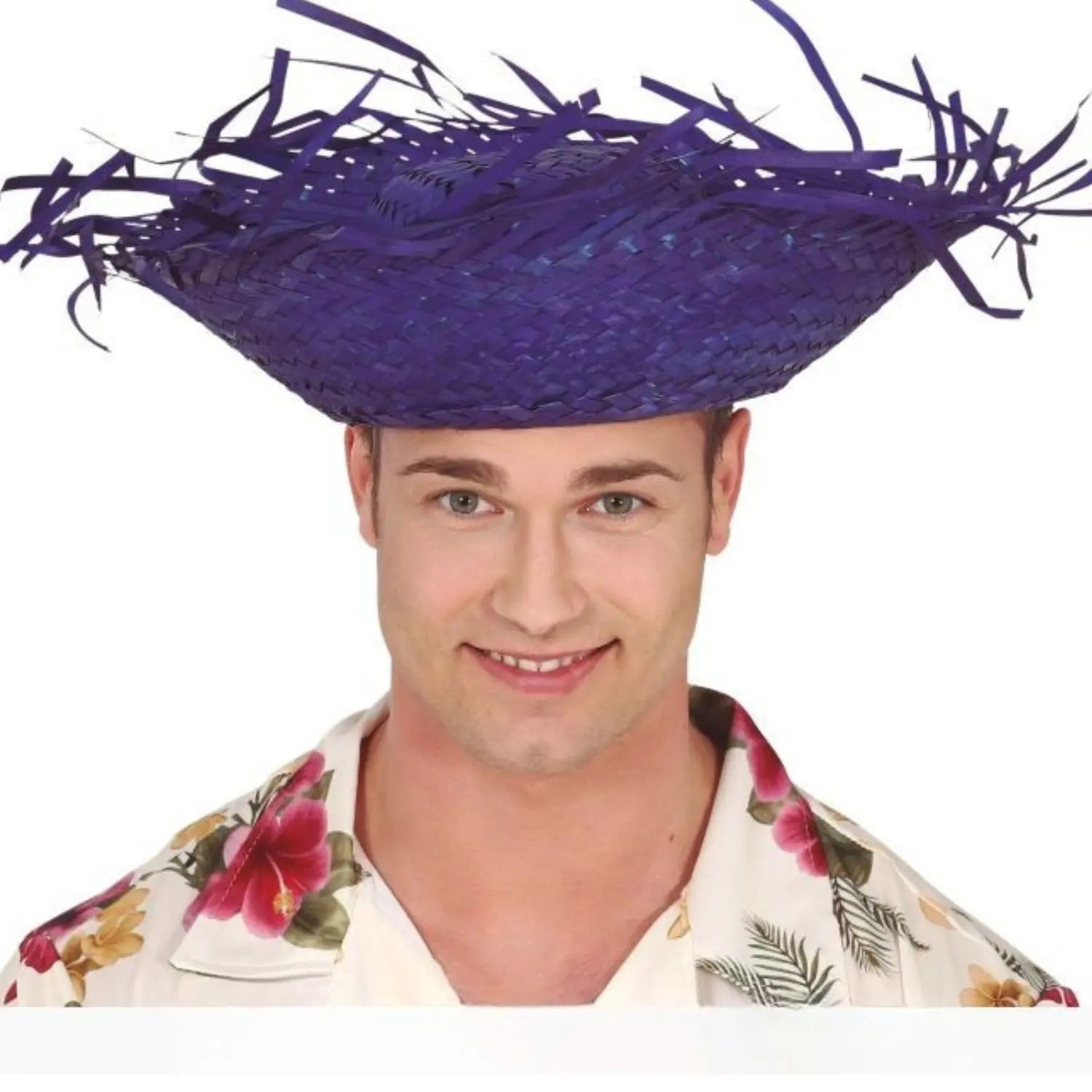 Sombrero espantapájaros azul de paja para adulto complemento disfraz espantapájaros