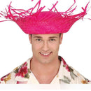 Sombrero espantapájaros rosa de paja para adulto complemento disfraz espantapájaros