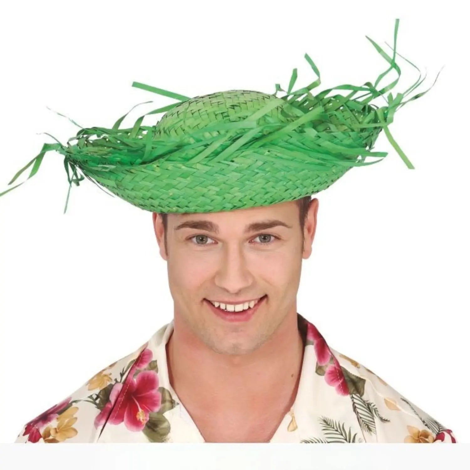 Sombrero espantapájaros verde de paja para adulto complemento disfraz espantapájaros