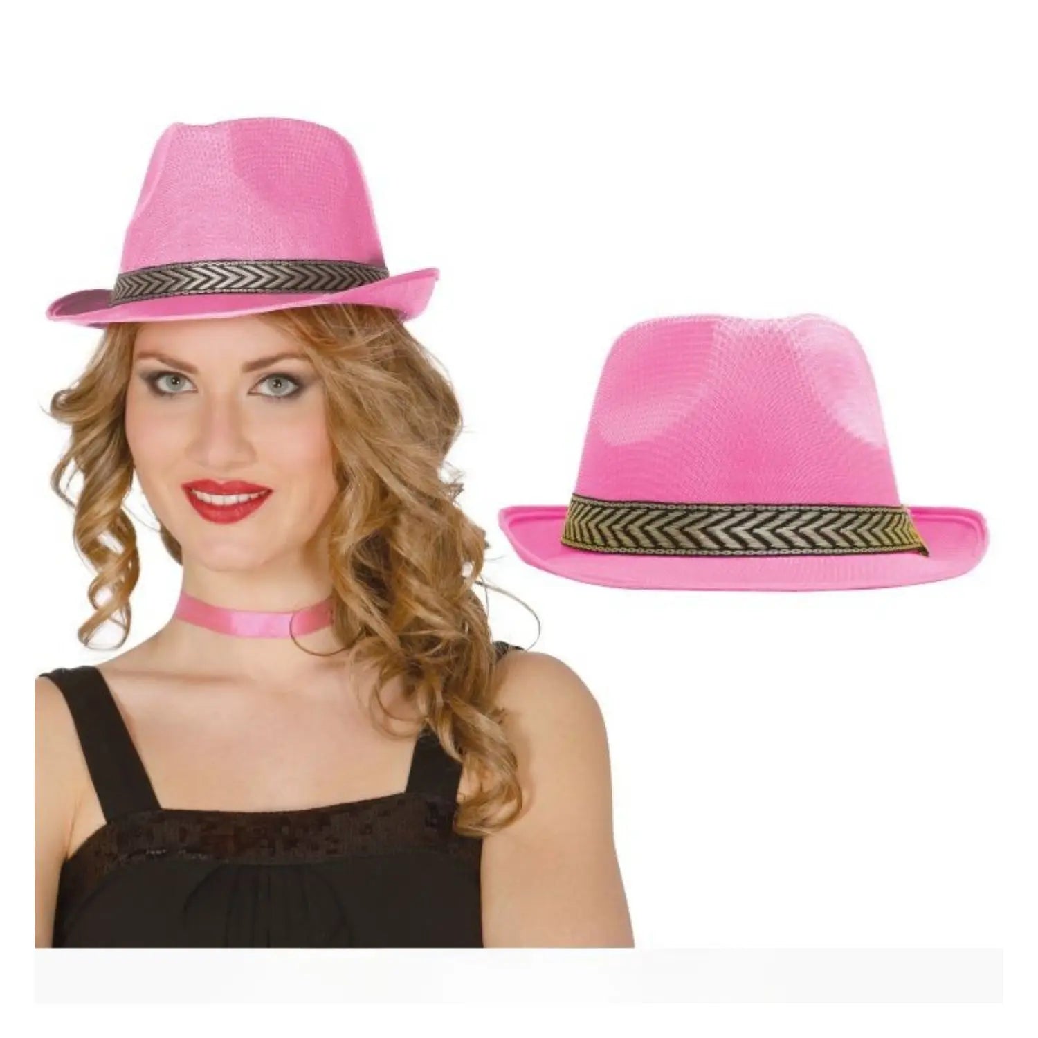 Gorro gánster rosa para adulto complemento estilo mafioso