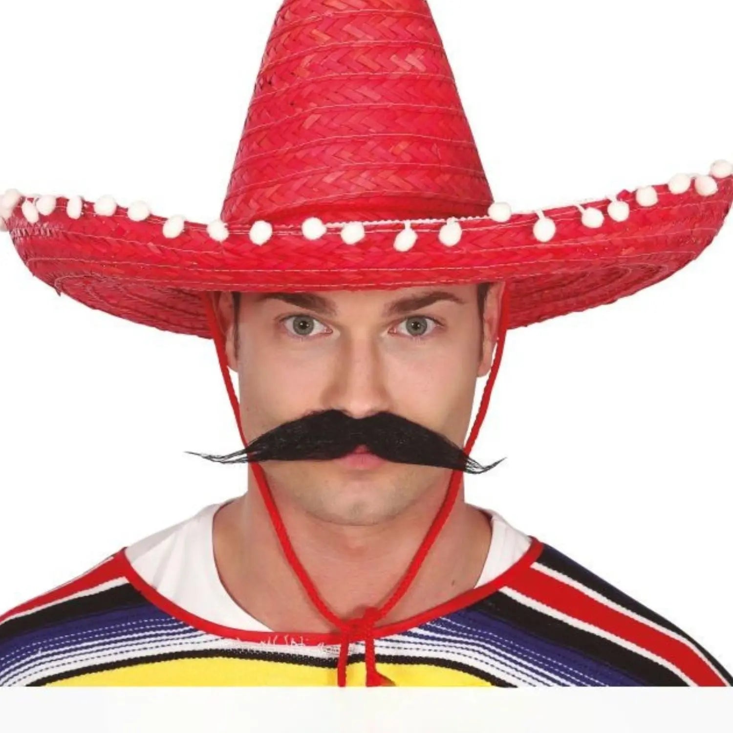 Sombrero mejicano rojo de 50 cm para adulto complemento disfraz mexicano mariachi