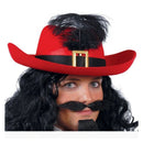 Sombrero de mosquetero rojo de fieltro adulto accesorio disfraz mosquetero