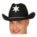 Sombrero sheriff negro de fieltro accesorio disfraz vaquero oeste