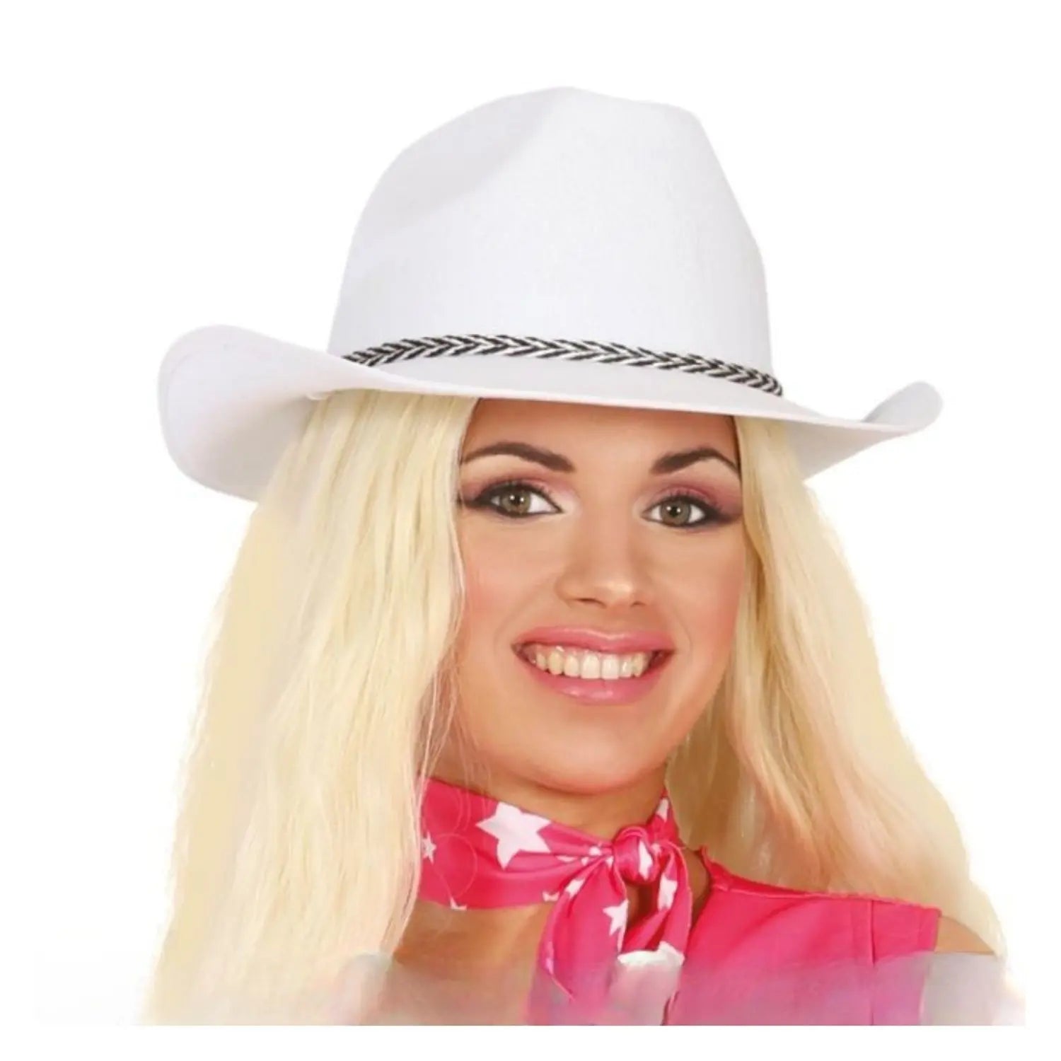 Sombrero vaquero blanco de fieltro accesorio disfraz cowboy oeste