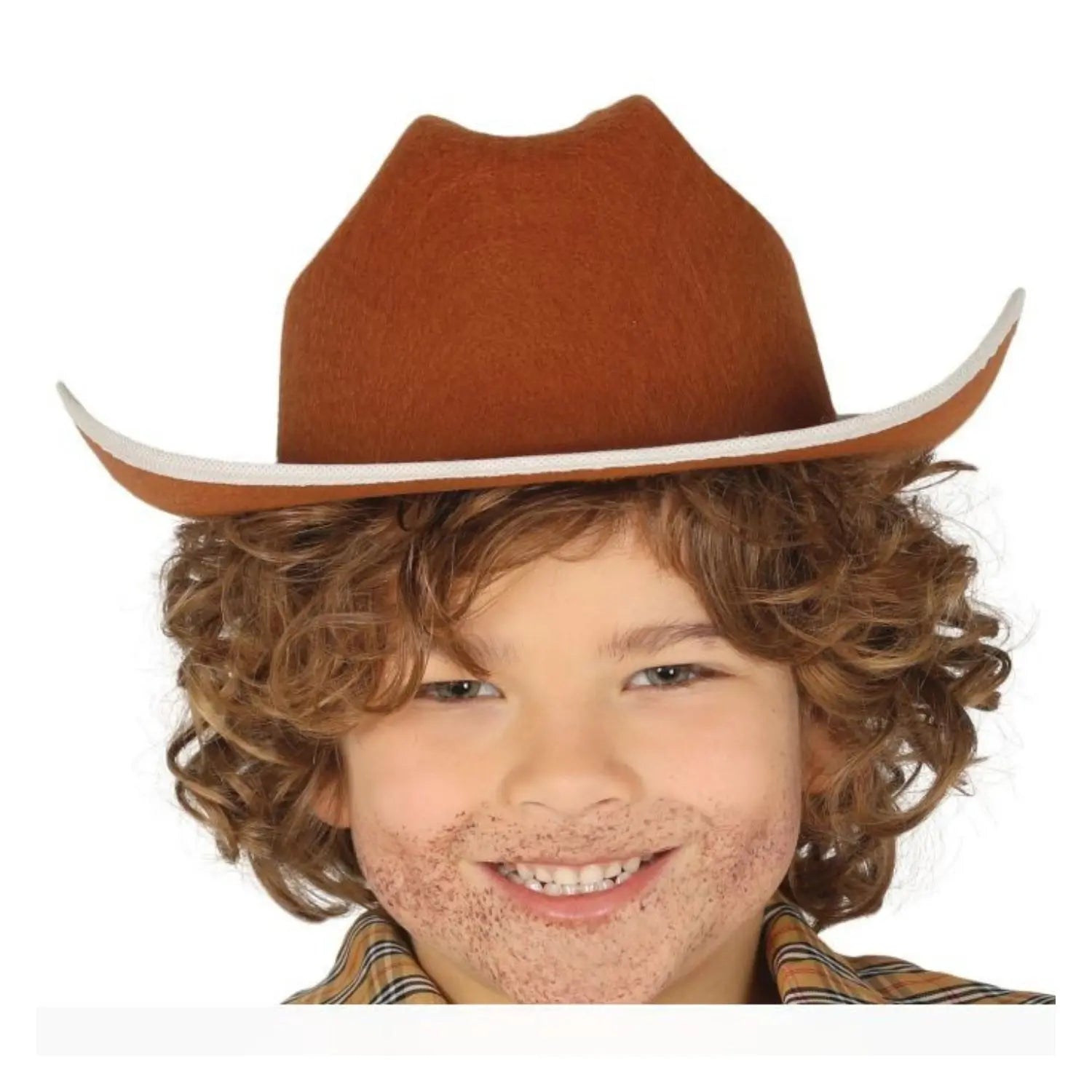 Sombrero vaquero infantil marrón de fieltro accesorio disfraz cowboy niño