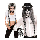 tirantes con estampado de calaveras complemento para look de terror o Halloween