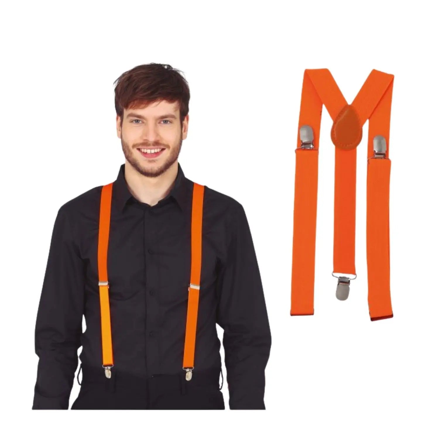 tirantes naranja neón complemento para look años 80 o fiesta temática llamativa