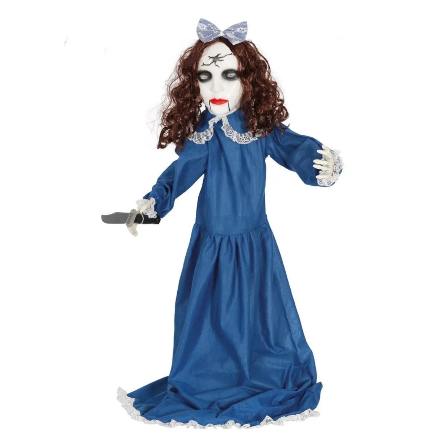 Vampira animada con cuchillo luz sonido y movimiento para Halloweenj
