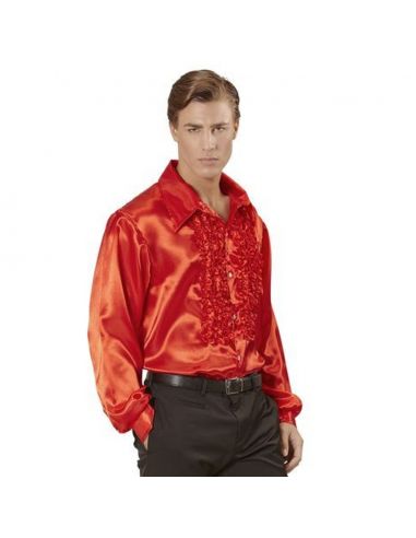 Camisa Raso con chorreras en rojo Tienda de disfraces online - Mercadisfraces