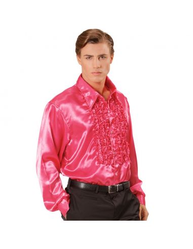 Camisa Raso con chorreras en Fucsia Tienda de disfraces online - Mercadisfraces