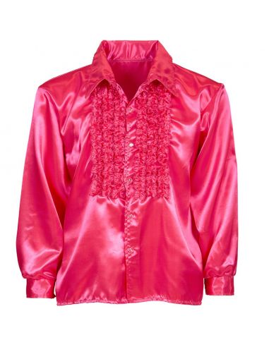 Camisa Raso con chorreras en Fucsia Tienda de disfraces online - Mercadisfraces