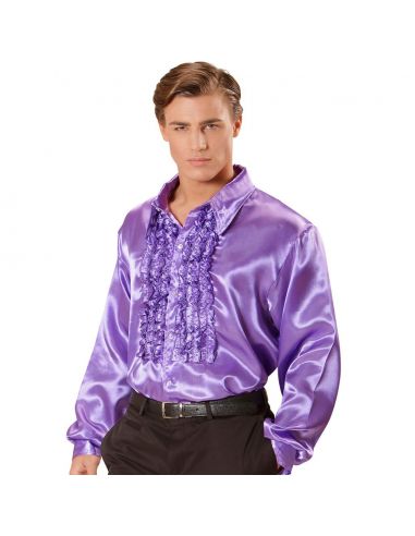 Camisa Raso con chorreras en Violeta Tienda de disfraces online - Mercadisfraces