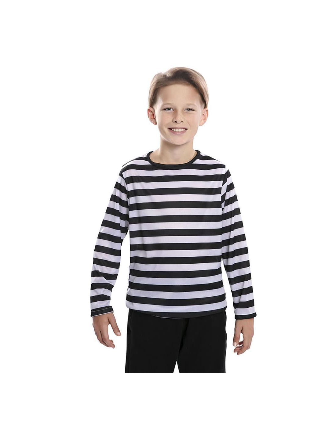 Camiseta marinera cruda rayas negras con capucha niño