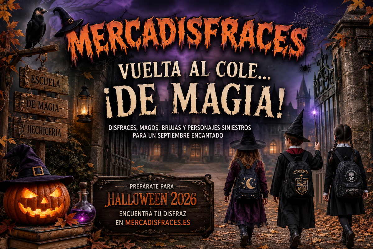 Vuelta al cole con disfraces de magia, magos y brujas para Halloween 2026 en Mercadisfraces