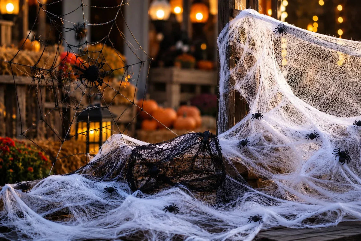 Tela de arañas y bichos para decorar las fiestas y pasajes de halloween