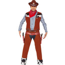 Disfraz de vaquero adulto con chaleco, camisa y pantalón estilo cowboy del oeste para Carnaval