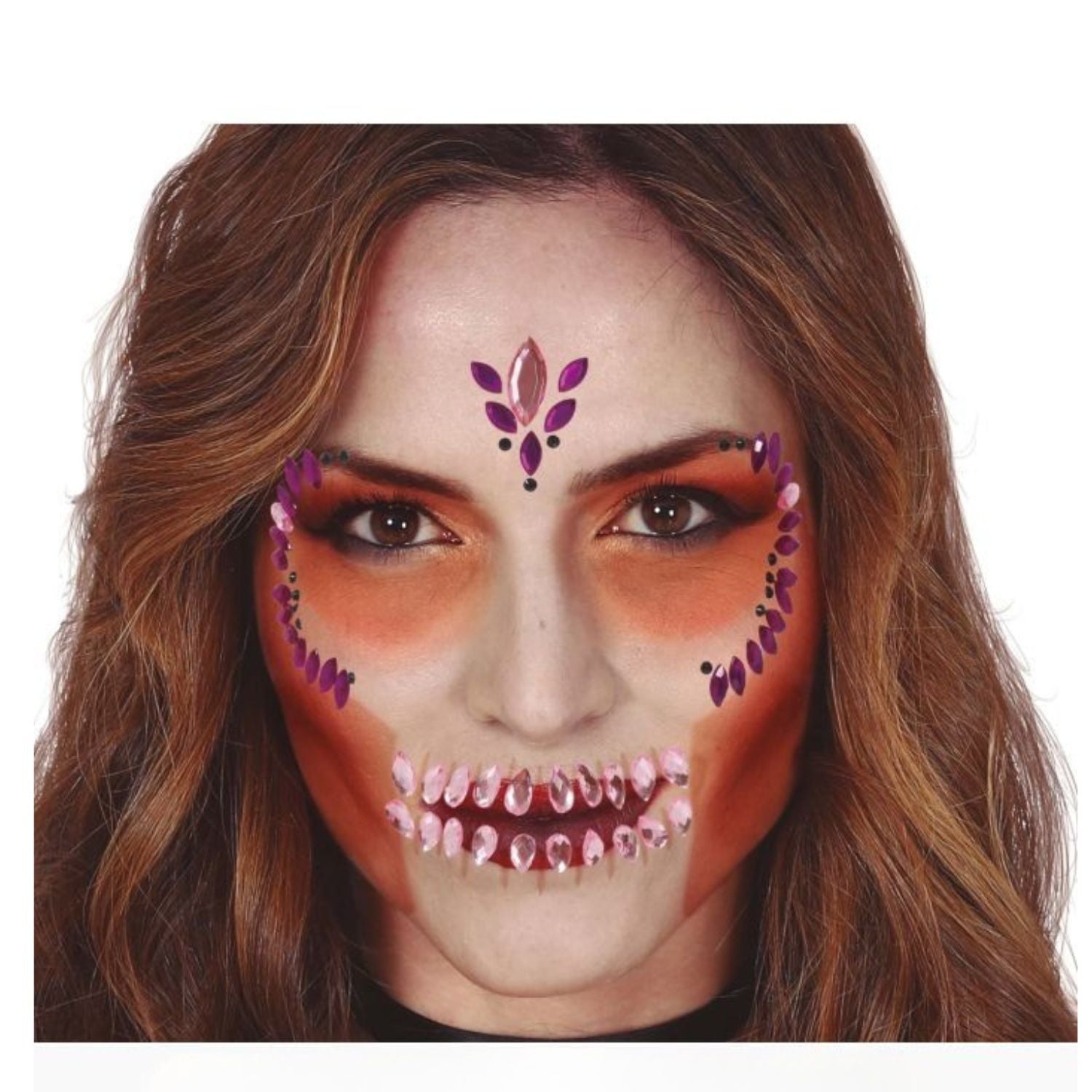 Joyas Faciales Adhesivas Calavera Lila Tienda de disfraces online - Mercadisfraces