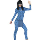 Disfraz de felina azul para mujer con mono completo ideal para Carnaval y Halloween