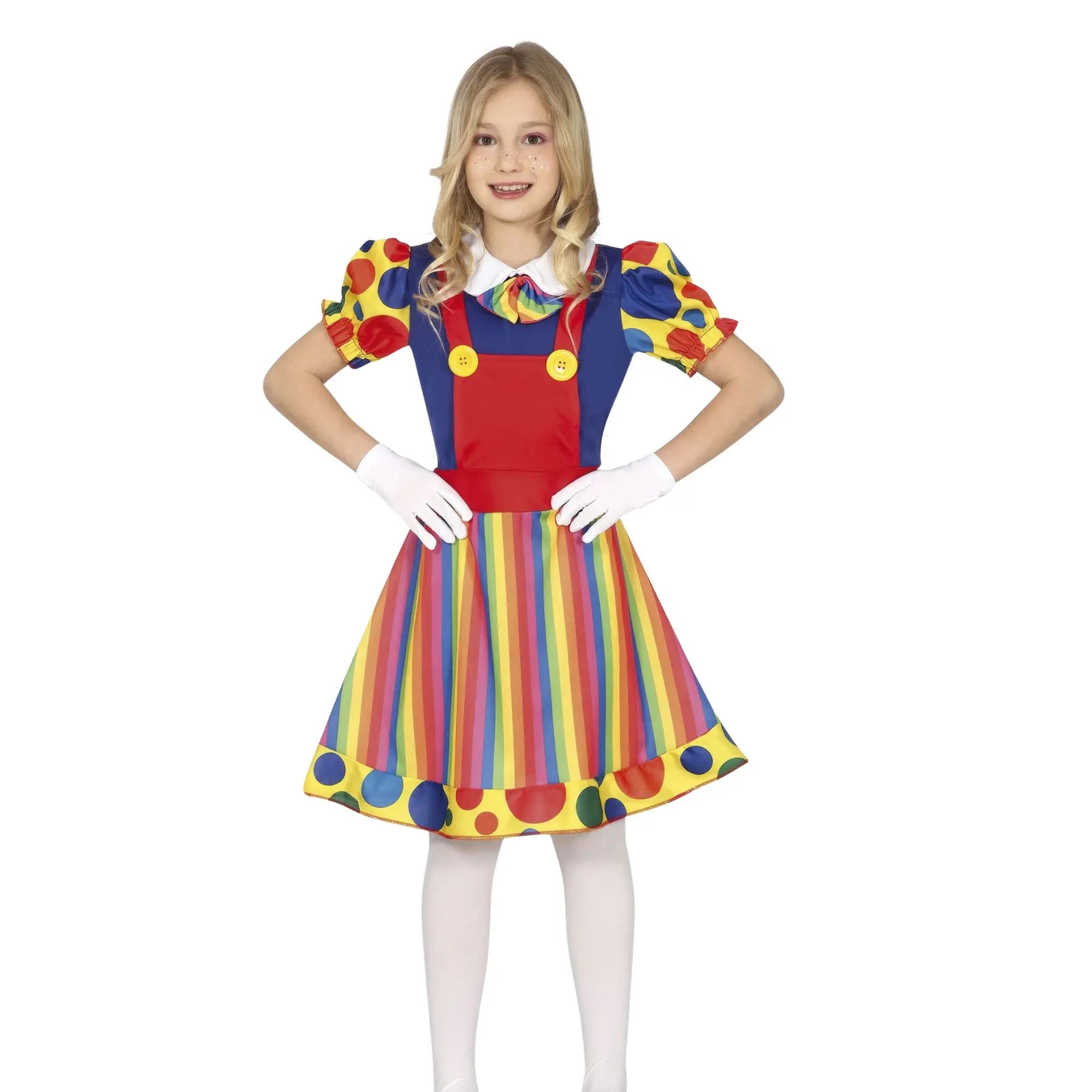 Disfraz de payaso multicolor para niña con vestido colorido ideal para Carnaval y fiestas escolares