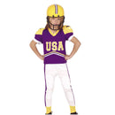 Disfraz de jugador de fútbol americano infantil con hombreras camiseta y pantalón para Carnaval