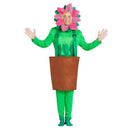 Disfraz de maceta con girasol para adulto con capucha de flor, mono completo y maceta con tirantes para Carnaval