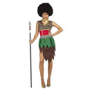 Disfraz de africana para mujer adulta con vestido y accesorios de hojas ideal para Carnaval y fiestas temáticas