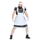 Disfraz de asistenta para hombre con vestido, delantal, cofia y gargantilla ideal para Carnaval y fiestas divertidas