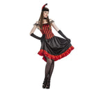 Disfraz de Can Can rojo para mujer adulta con vestido, gargantilla y cinta de cabeza con plumas ideal para Carnaval y fiestas temáticas