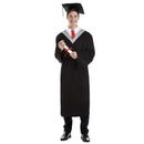 Disfraz de licenciado adulto con túnica negra, cuello con corbata y sombrero tipo graduación ideal para fiestas y Carnaval