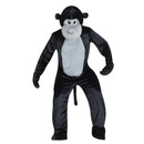 Disfraz de mono de peluche para adulto con mono marrón, cola, manoplas, cubrezapatos y cabeza incluida