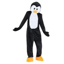 Disfraz de pingüino de peluche para adulto con mono, manoplas, cubrezapatos y cabeza incluida