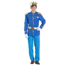 Disfraz de Príncipe Azul para adulto con chaqueta elegante azul, pantalón, fajín y guantes, ideal para Carnaval o fiestas temáticas